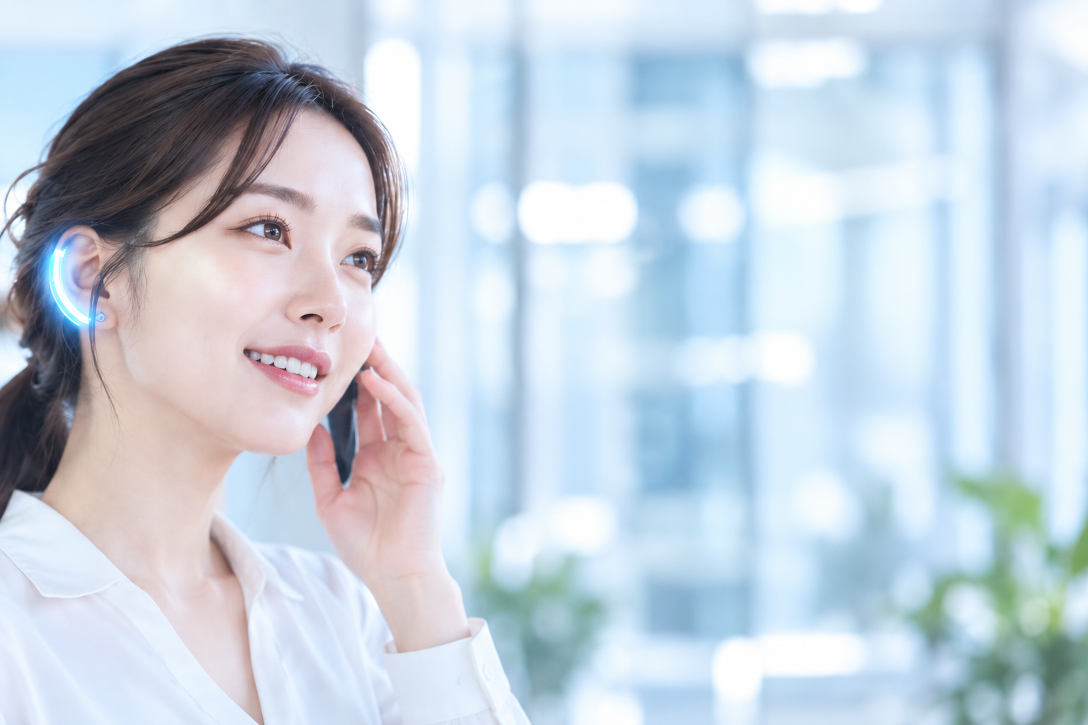 ヘッドセットで応対する女性のイメージ